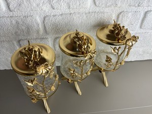 กระปุกแก้วตกแต่งพร้อมเคลือบทองหรูหราสำหรับเก็บของในครัว - Product Image 3