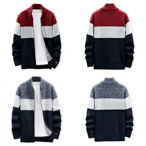 Maglione Cardigan da uomo oversize morbido collo alto con Zip