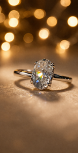 Anillo de compromiso ovalado de moissanita con efecto hielo triturado, anillo de propuesta con halo oculto para ella - Product Image 2