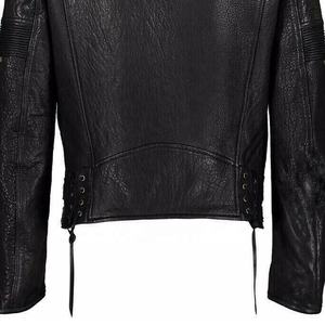 Veste en cuir noir décontractée pour hommes faite à la main pour l'hiver et l'été à la mode antique avec boutons respirants pour la moto - Product Image 6