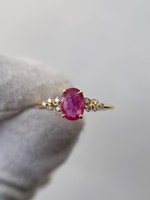 Bague de mariage unisexe vintage de luxe en argent sterling 925 plaqué or rhodié 14 carats avec rubis rose naturel taille ovale certifié IGI