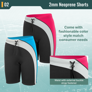 Pantalones Cortos de Neopreno Aropec de 2 mm, Pantalones de Traje de Buceo con Bloques de Color, Cierre de Hebilla Externa, Costuras Planas para Surf y Buceo, OEM/ODM - Product Image 3