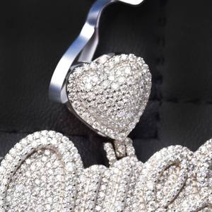Pendentif Lettre Queen en Argent 925 Plaqué Rhodium, Moissanite Taille Brillant Micro-Pavé, Unisexe, Luxe, Forme Animale, Style Hiphop, Breloque - Product Image 5