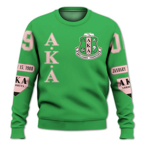 Sudadera de Forro Polar con Cuello Redondo Alpha para Hombre, Bordada en Verde, Ropa Casual de Invierno, Estilo Universitario - Product Image 2