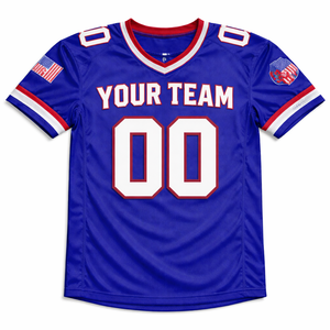 Maillot de football américain personnalisé pour équipes scolaires, coupe courte unie, séchage rapide, respirant, en tissu polyester, avec broderie personnalisée du joueur - Product Image 4