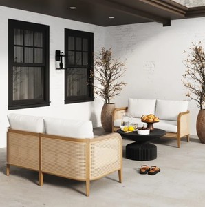 Ensemble de canapés d'extérieur en teck moderne et écologique avec table basse, sièges de jardin pour 4 personnes, résistant aux intempéries, meubles de patio - Product Image 2