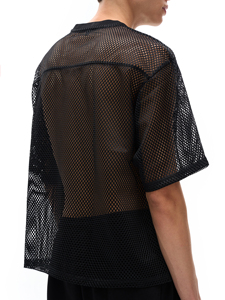 Camisa de Manga Corta Transparente de Malla para Hombre al por Mayor, Top Transpirable de Moda, Ropa Urbana Ligera de Verano, Elegante - Product Image 6