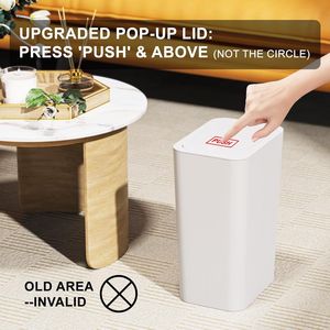 Paquete de 3 Botes de Basura Pequeños de 10L/2.6 Galones con Tapa Abatible, Bote de Basura para Baño, Cocina y Dormitorio en Varios Colores - Product Image 3