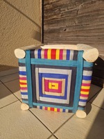 Tabouret design en pin du Nord avec corde en papier tressé pour mariage et mobilier de salon - Taburete Bajo En Madera De Teca