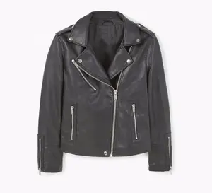 Chaqueta de motorista con cremallera para mujer, chaqueta vaquera de manga larga, ropa para mujer, personalizada, cantidad negra, nuevo estilo