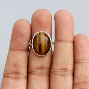 แหวนไทเกอร์อายธรรมชาติ เงินแท้ 925 แหวนพลอยทำมือสำหรับเธอ - Product Image 5