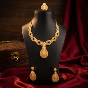Conjunto de Collar de Novia Chapado en Oro Africano Vintage de 24K para Mujer - Product Image 4