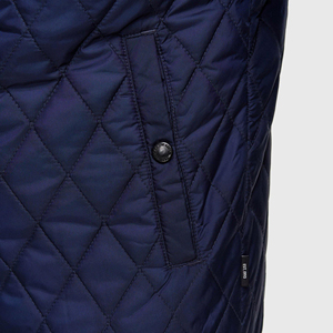 Blouson bomber matelassé bleu marine pour homme, couleur unie, fermeture éclair, coupe-vent décontracté en polyester, vêtement d'extérieur pour l'automne - Product Image 6