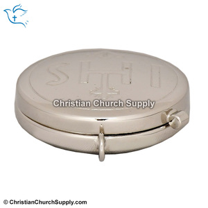 Brass Pyx IHS Engraved | Gold & Silver Holy Communion Pyx for Eucharistic Hosts – Export Corporation - Product Image 4