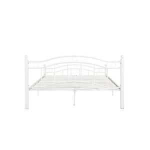 Struttura letto matrimoniale in metallo con testiera e pediera bianche - Product Image 3