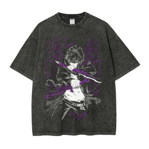 Camiseta Oversize Vintage de Algodón 100% de Alto Gramaje con Hombros Caídos, Lavado Ácido, Tejida, Tallas Grandes para Hombre al por Mayor - Product Image 4