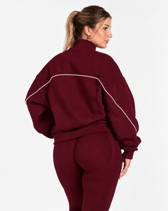 Wholesale <b>Women</b> Contrastline Zip <b>Jacket</b> Tracksuit Set Casual Two Piece Outfit Relaxed Fit Wide Leg Pants Matching Clothing Style - Product Image 4