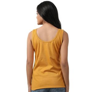 Camiseta sin mangas de algodón para mujer, cuello redondo, diseño estampado informal, logotipo frontal, color amarillo, ¡muy vendida! - Product Image 2