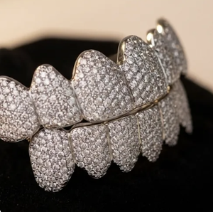 RAAMAA Grillz Hiphop Personnalisés VVS VS 6 sur 6 Ronds pour Dents, en Argent 925 avec Micro-Incrustation de Diamants, Style Bling - Product Image 5