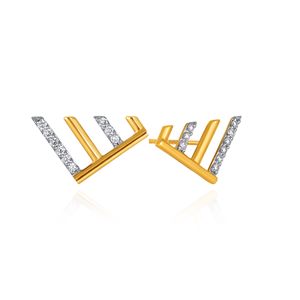 Boucles d'oreilles clous en or jaune Glowline avec diamants ronds taille brillant, diamants naturels, bijoux minimalistes pour femme, à porter au quotidien - Product Image 3