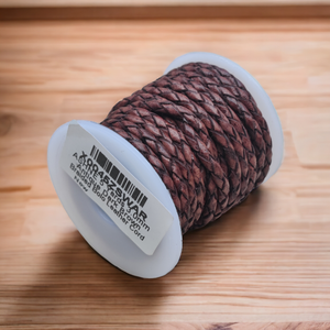 <b>Braided</b> Leather Cord 5mm Brown Color for Fitness <b>Accessories</b> Packaged Spool - Product Image 2
