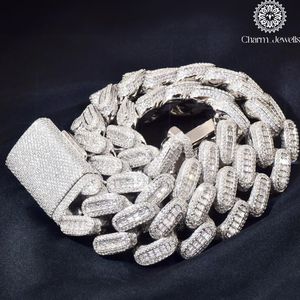 Charm Jewels Men's/Unisex <b>Statement</b> <b>Necklace</b> Moissanite Brilliant Cut 925 Silver 14K Gold Plated Link Chain IGI Certified Hiphop - Product Image 1