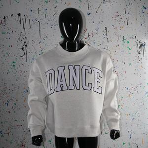 Sweat-shirt à col montant gris cendré DANCE, 100% coton, avec broderie appliquée blanche, col large, URBAN PRODUCTIONS - Product Image 2