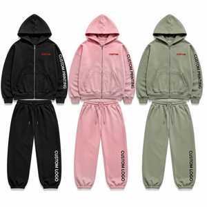 Ensemble de survêtement personnalisé pour homme 100 % coton avec sweat à capuche zippé et pantalon de jogging – Streetwear haut de gamme, couleur et taille personnalisables, fabricant en marque blanche - Product Image 4