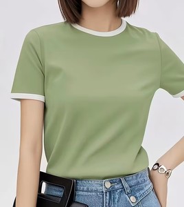 เสื้อยืดคอกลมสีพื้นสำหรับผู้หญิง ทรงหลวม พิมพ์โลโก้ เป็นมิตรกับสิ่งแวดล้อม แห้งเร็ว น้ำหนักเบา สวมใส่สบาย เหมาะสำหรับฤดูใบไม้ผลิ/ฤดูร้อน สไตล์ลำลองและสปอร์ต - Product Image 1