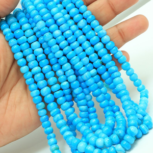 ลูกปัดโอปอลสีฟ้าสวยงาม รูปทรงกลมเรียบ ขนาด 16 นิ้ว, 7 มม. - 9 มม., พลอยโอปอลสีฟ้า, ลูกปัดโอปอลคุณภาพเกรด AAA, เครื่องประดับ - Product Image 2