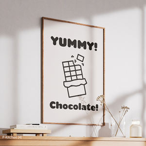 Impression sur toile pour cuisine, affiche d'illustration typographique amusante sur le thème de la barre de chocolat, décoration murale moderne pour cuisine et café - Product Image 4