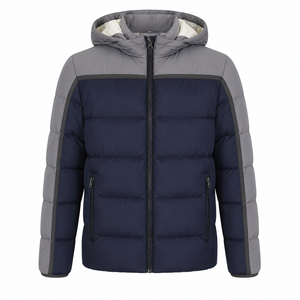 Men's Eco-friendly Thick Puffer <b>Jacket</b> Front Solid Windproof Zipper Closure Casual <b>Winter</b> Wear Regular Fit Polyester Wadding - Product Image 2