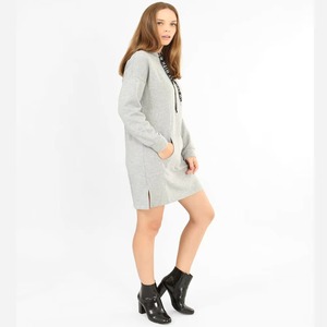 Vestido con Capucha para Mujer, Manga Larga, Felpa Francesa, Algodón, Sudadera, Estilo Casual, Largo, con Capucha, Ropa Urbana - Product Image 6