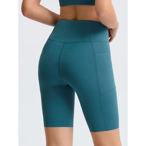 Shorts de sport pour femme, taille haute, en Spandex/Nylon, effet push-up fessier, réversible, froncé, sans couture, extensible, pour yoga et entraînement, entrejambe 4,5 pouces - Product Image 4