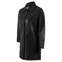 Manteau long classique en cuir d'agneau véritable pour femme, style universitaire, longueur 3/4, doublure satinée, vente en gros