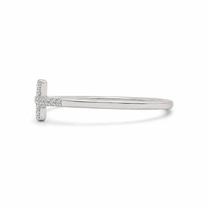 Anillo Cruzado Minimalista de Plata 925 con Incrustaciones de Diamantes, Unisex, para Uso Diario - Product Image 2