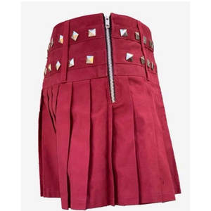 Vestido Kilt Escocés Color Granate para Mujer, con Cadenas y Tachuelas, Estilo Tradicional de las Tierras Altas, Prenda de Moda para Chicas - Product Image 2