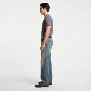 Manufacture <b>Drawstring</b> Waist Flare <b>Jeans</b> <b>Men</b> High Quality 100% Cotton Denim Flare Pants <b>Men's</b> Button Waist <b>Jeans</b> Flare - Product Image 5