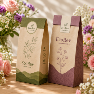 EcoRev Custom Printed <b>Biodegradable</b> Disposable Kraft <b>Paper</b> Bags Flat Box Food Grade Recyclable Four Color Offset Printing Bakery - Product Image 5