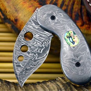 Couteau de chasse en acier de Damas, lame en forme de pied de mouton avec incrustation d'ormeau, manche personnalisé, fabriqué sur mesure pour une utilisation en extérieur - Product Image 1