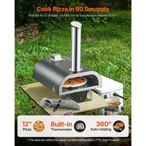 Forno per Pizza portatile da esterno 12 fornello a Pellet a legna termometro elettrico per il campeggio nel cortile include Pizza-Stone - Product Image 2