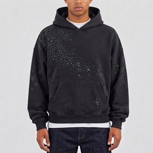 Hot Sale New Arrival Men Eco-Friendly Fleece <b>Rhinestone</b> Hoodie Unique Style Breathable Cotton Blended Men <b>Rhinestone</b> <b>Hoodies</b> - Product Image 1