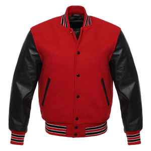 Custom <b>Men's</b> Red Wool Varsity <b>Jacket</b> Black Leather Sleeves Letterman <b>Jacket</b> Retro Streetwear <b>Baseball</b> Bomber <b>Jacket</b> Wholesale - Product Image 2