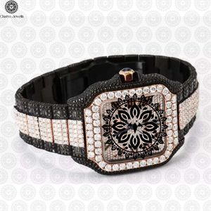 Montre de luxe pour homme Charm_Jewells en acier inoxydable, lunette sertie de diamants, mouvement mécanique analogique, étanche 10 bars, date automatique, 40 mm - Product Image 2