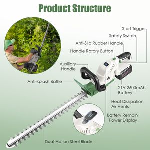 Tagliasiepi Elettrico a Batteria 20V con Lame a Doppia Azione, Diametro di Taglio 1,5 cm, Tagliabordi Portatile per Arbusti ed Erba - Product Image 3