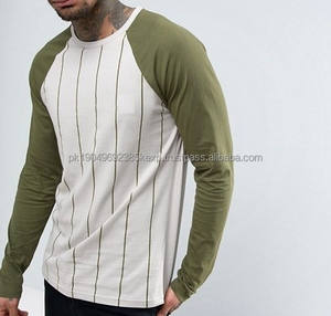 T-shirt à manches longues personnalisées, bicolore, à rayures verticales, avec motif graphique, de haute qualité, design tendance pour homme. - Product Image 5