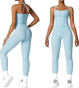 Conjunto deportivo de tirantes finos y pantalón largo, tela suave de secado rápido, ideal para yoga, gimnasio, running y fitness. - Product Image 2