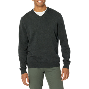 Pull en laine/acrylique noir pour homme, col en V, respirant, séchage rapide, anti-rétrécissement, anti-boulochage, 400g, vêtements d'hiver 2027 - Product Image 2
