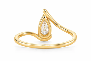 IGI Certified 2CT Pear Step Cut Lab Grown Diamond Ring Geometric <b>Wrap</b> Design Modern Sculptural Engagement Ring in 14K Solid Gold - Product Image 4
