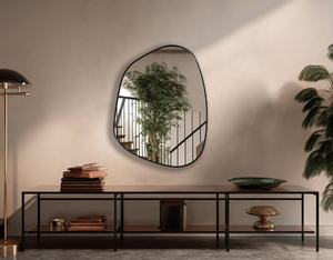 Specchio da Bagno Asimmetrico SWT <span class=keywords><strong>2026</strong></span> con Cornice Dorata, Specchio Argentato da 4mm, Montaggio a Parete in Metallo, Design Contemporaneo per Arredamento Casa - Product Image 2